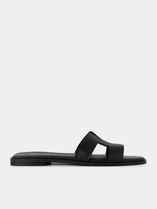 Leather Women's Flat Sandals Black