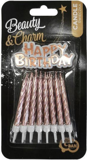Happy Birthday Candles Pink-gold 16 Pcs 1 Pack