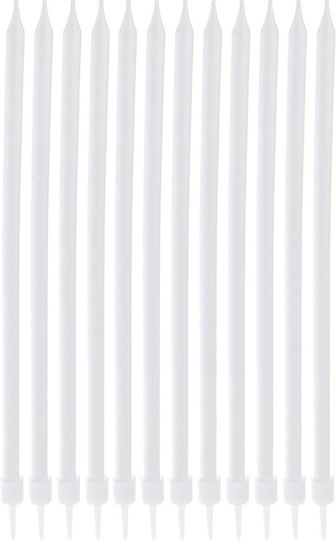 White Long Birthday Cake Candles 14.5 Cm 12 Pcs