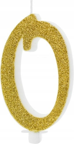 Birthday Candle Number 0 Gold 10cm 1 Pc