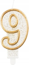 B&c Number "9" Candle Gold Outline 1pc