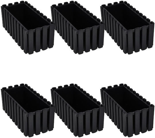 Kotarbau Σετ 6 Γλάστρες Ξύλινες Anthracite