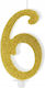 Birthday Candle Number 6 Gold 10cm 1 Pc