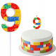 GoDan Geburtstagskerzen Kuchen Nummer 9 Neun Bunte Blöcke 10cm