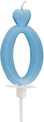 Number 0 Heart Candle Blue Cake