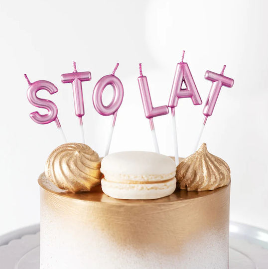 Birthday Candles Inscription Sto Lat Pink Gold