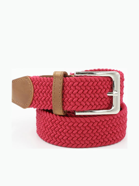 Elastic Men's Fabric Knitted Red Belt