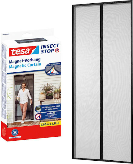 Tesa Dauerhaftes Moskitonetz für Tür aus Polyester Grau 210x90cm