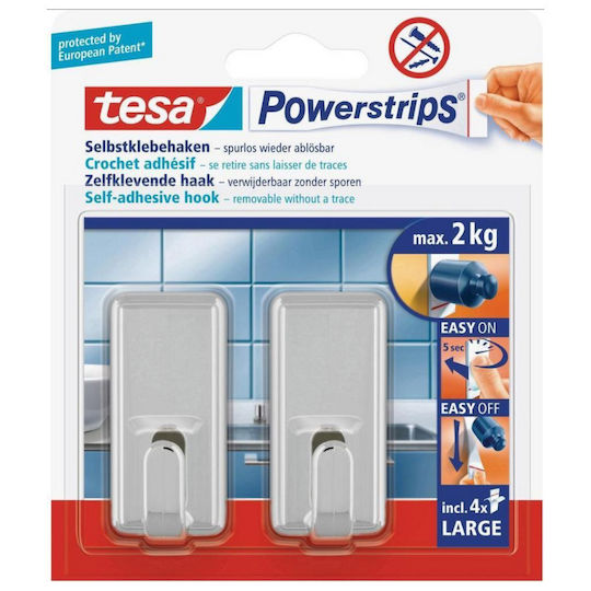Tesa Plastic Hangers with Sticker 2 Pieces