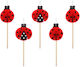 Ladybug Cupcake Toppers 5 Pcs