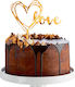 Cake Topper Love Heart Gold Valentine's Day