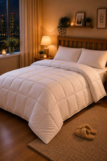 SteweHome Σετ Πάπλωμα Ημίδιπλο με Γέμιση Microfiber 195x215εκ. Λευκό