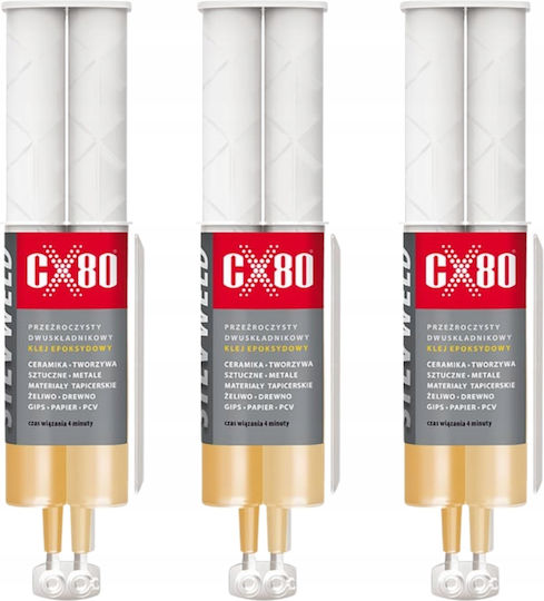Cx80 Silv Weld Universal Epoxy Adhesive Metal Glass Clear 24ml X3