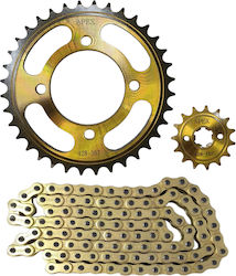Motorradketten & Ritzel Yamaha Crypton R 115 36x15t Hrc45 428h-104l Gold Apex Motorradketten & Ritzel Yamaha Crypton R 115 36x15t Hrc45 428h-104l Gold Apex