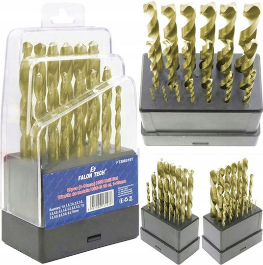 Falon-tech Hss Metal Drill Bit Set 1-10mm 19pcs Din 338