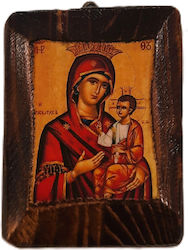 Icoană Lemn Litografie Maica Domnului Portărița 5x7cm
