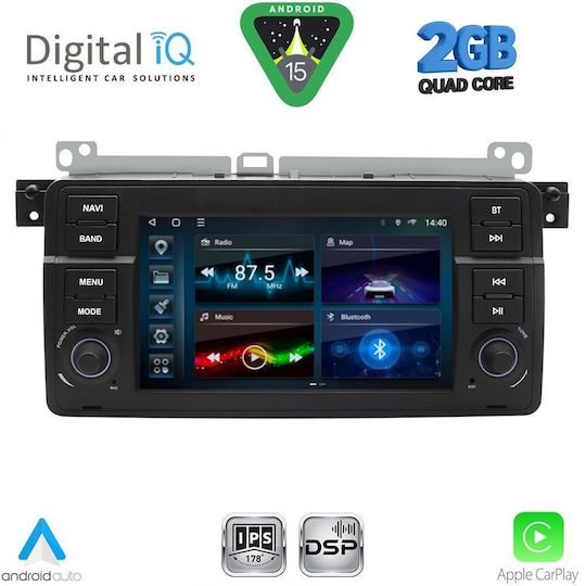 Digital IQ Car Audio System for BMW E46 1998-2005 Bluetooth USB WiFi GPS Apple CarPlay Android Auto with 7" Touch Screen