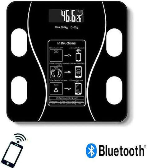 SPV Smart Badezimmerwaage mit Körperfettmessung & Bluetooth Schwarze SPV-555-FFH