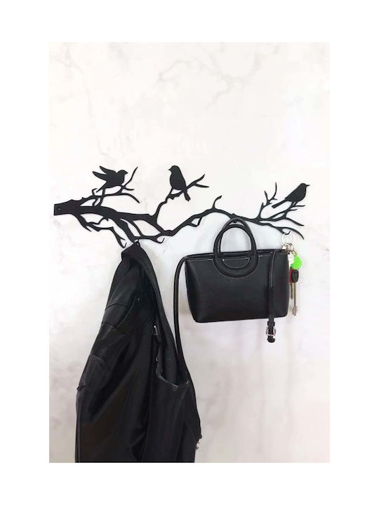 SteweHome Metal Wall Hanger 6 Hooks Black 55x18x18cm