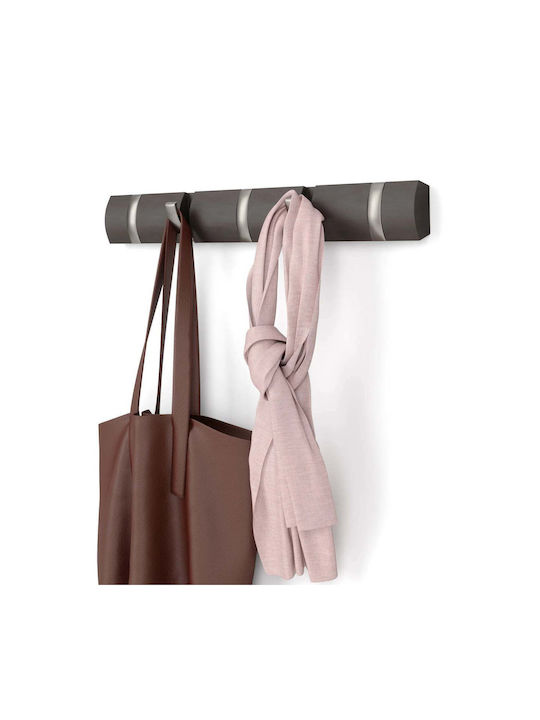 Umbra Wall Hanger Flip Wooden 5 Hooks Silver 51x3x6cm