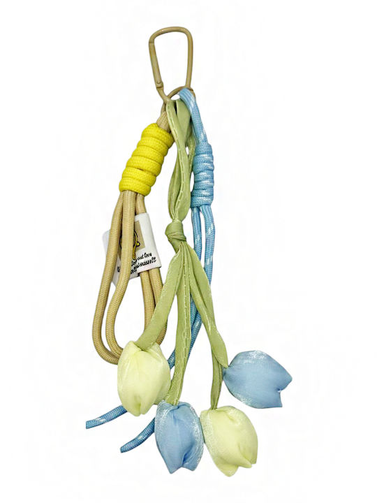 3-2618 Fabric Flower Keychains Savil Yellow