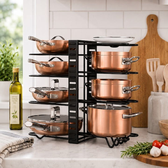 ForHome Βάση για Κατσαρόλες & Τηγάνια Μεταλλική 48x20.5x38εκ. Μαύρη