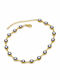 Charmy Gold Plated Steel Anklet Blue 24cm