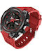 Analog/Digital Men's Chronograph Battery Watch with Red Rubber Strap