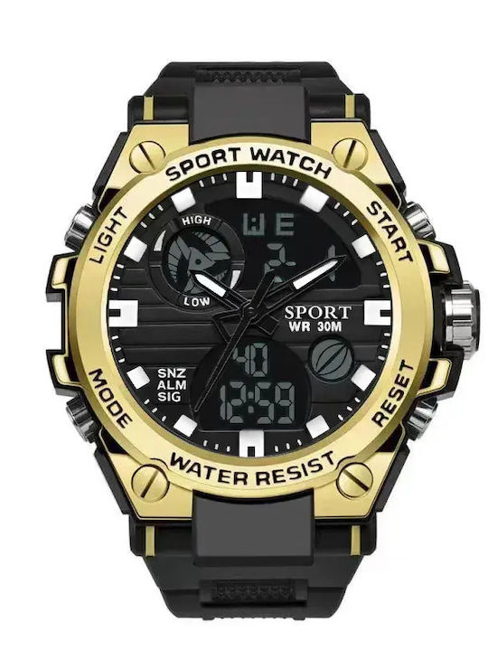 Analog/Digital Men's Battery Watch with Black Rubber Strap