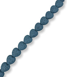 Φυσική Λάβα Καρδιά Μπλε Πετρόλ 14x14mm – Σειρά 40cm
