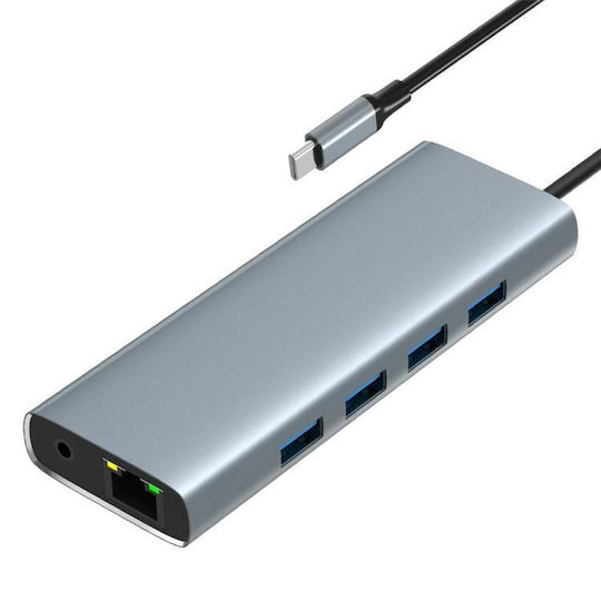 HC-84Q USB-C Докинг Станция с HDMI 4K Ethernet Сребриста