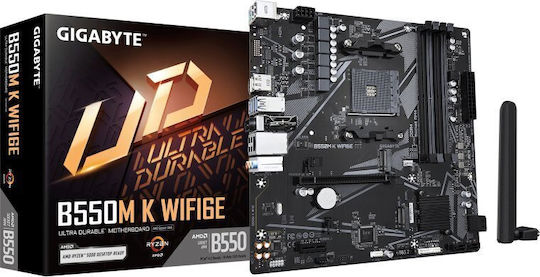 Gigabyte B550M K WIFI6E Motherboard Micro ATX with AMD AM4 Socket