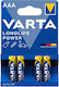 Varta Ll Power Baterii Alcaline AAA LR03 Lanternă Led Pachet 4 Bucăți