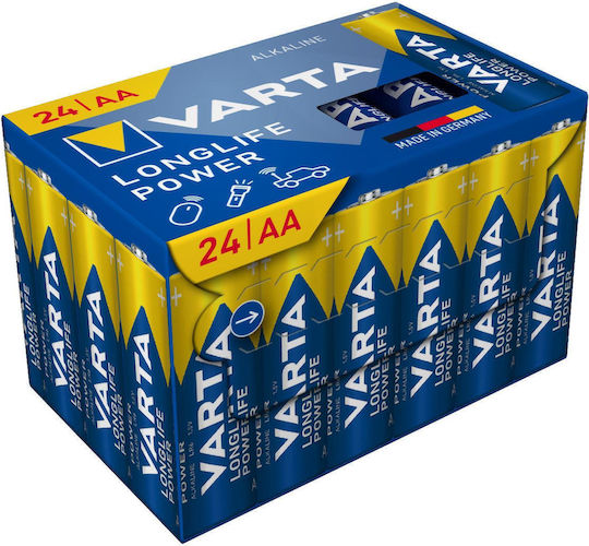 Varta Ll Power Aa Алкални Батерии Lr06 Led Фенер Опаковка 24 Бр