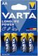 Varta Ll Power Aa Алкални Батерии Lr06 Led Фенер Опаковка 4бр
