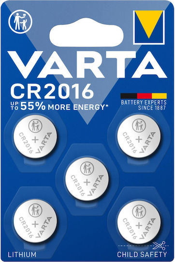Varta Cr 2016 Baterie Tip Monedă Litiu Pentru Ceas Telecomandă 3v 5 Bucăți