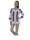 Bluza Damă Bumbac Mânecă Lungă Alb/Portocaliu
