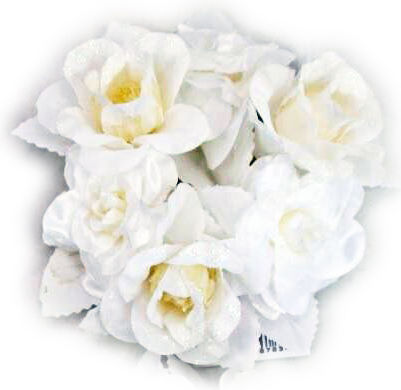 Decorative Candle Ornament White Flowers 14cm