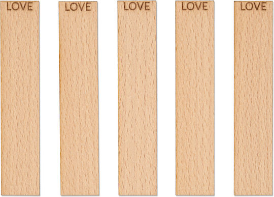 Дървени Фитили Гравиране Love 100x20x1 Мм 5 Бройки
