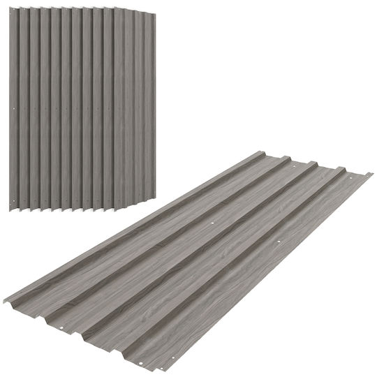 Outsunny Υλικό Περίφραξης Κήπου από Ατσάλι 129x45x45εκ. 12τμχ Γκρι