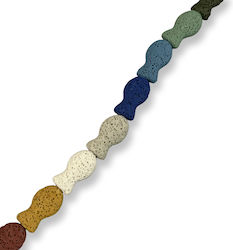 Natural Lava Fish Multicolored 22x13mm Jewelry Making Materials Series 40cm