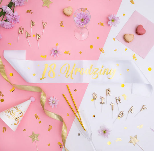 Sash 18. Geburtstag Eighteen Weißes Gold 160cm