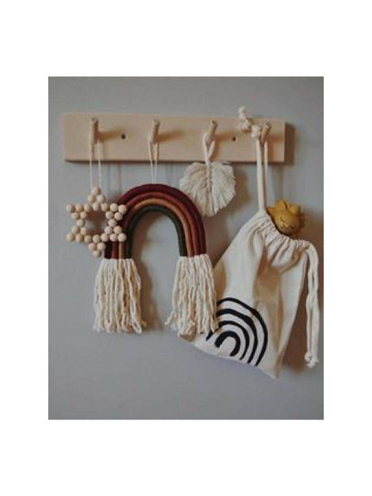 SteweHome Wooden Wall Hanger 4 Hooks Multicoloured 40x6x6cm
