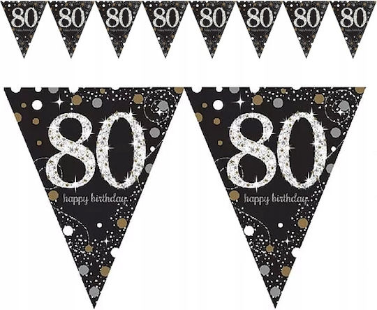 Banner Flags 80th Birthday Holographic Party 400cm