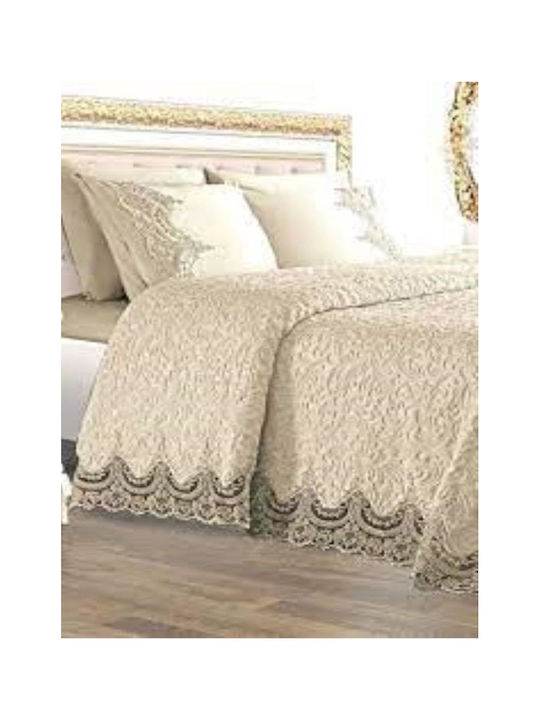 SteweHome Velvet Blanket Set Super Double 230x240cm Beige