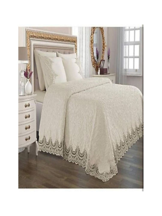 SteweHome Σετ Κουβέρτα Βελουτέ Υπέρδιπλη 230x240εκ. Μπεζ