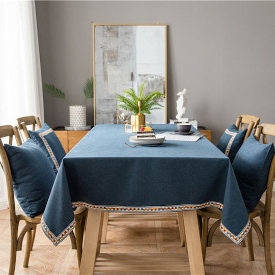 FRIPIA Linen Royal Blue Tablecloth 140x200cm