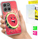 Motorola Moto G15 Foto Handyhülle Rückseite Wassermelone + Glas