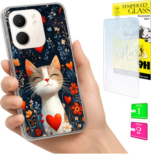 Калъф За Снимки Oppo A5x Задна Корица Cat С Включено Закалено Стъкло 9h