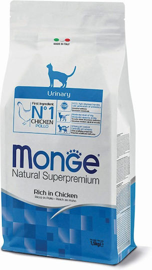Monge Dry Food for Cats with Sensitive Urinary with Chicken / Meat / Rice / Fish / Salmon / Liver 1.5kg